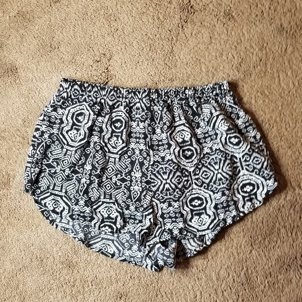 Ambiance Apparel Black and White Pattern Shorts